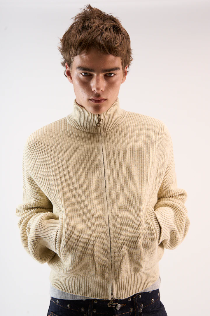 Delore Ecru Knit Zipper