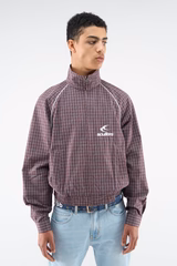 Chamise Checkered Burgundy Zipper