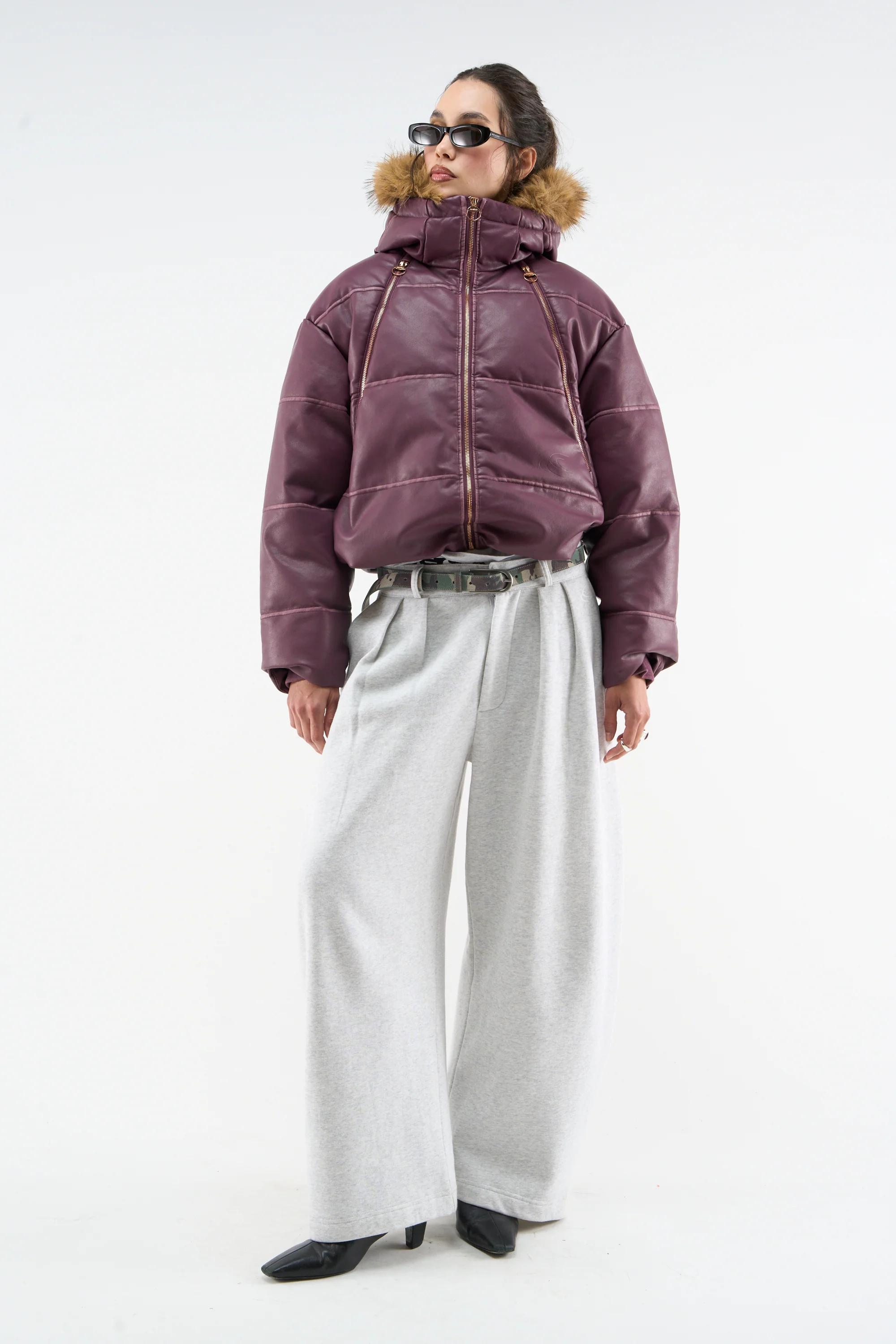 Raw Burgundy Puffer Jacket