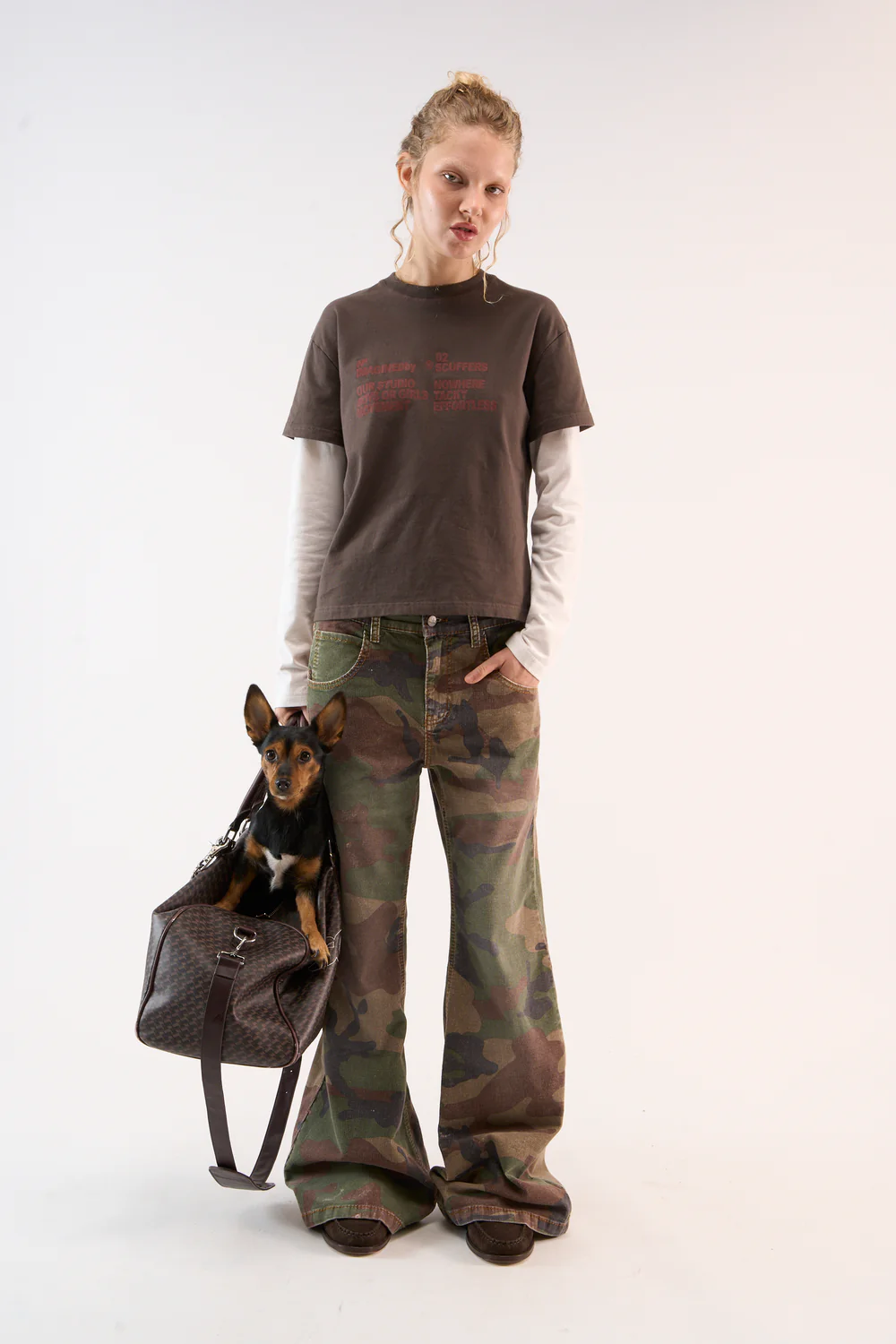 Corduroy Flared Camo Pants