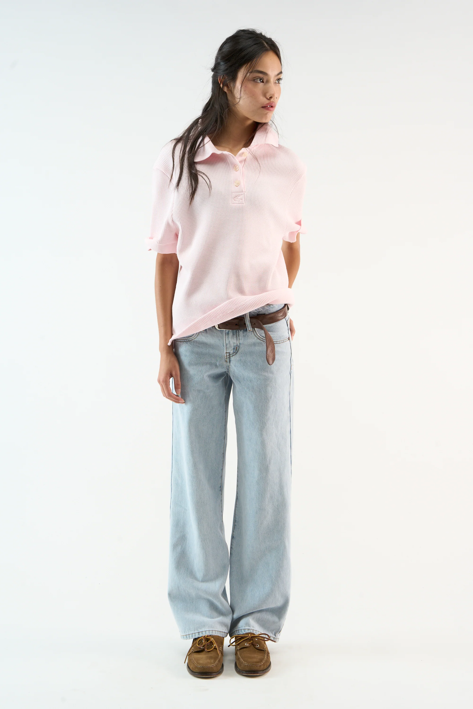 Waffle Pink Polo